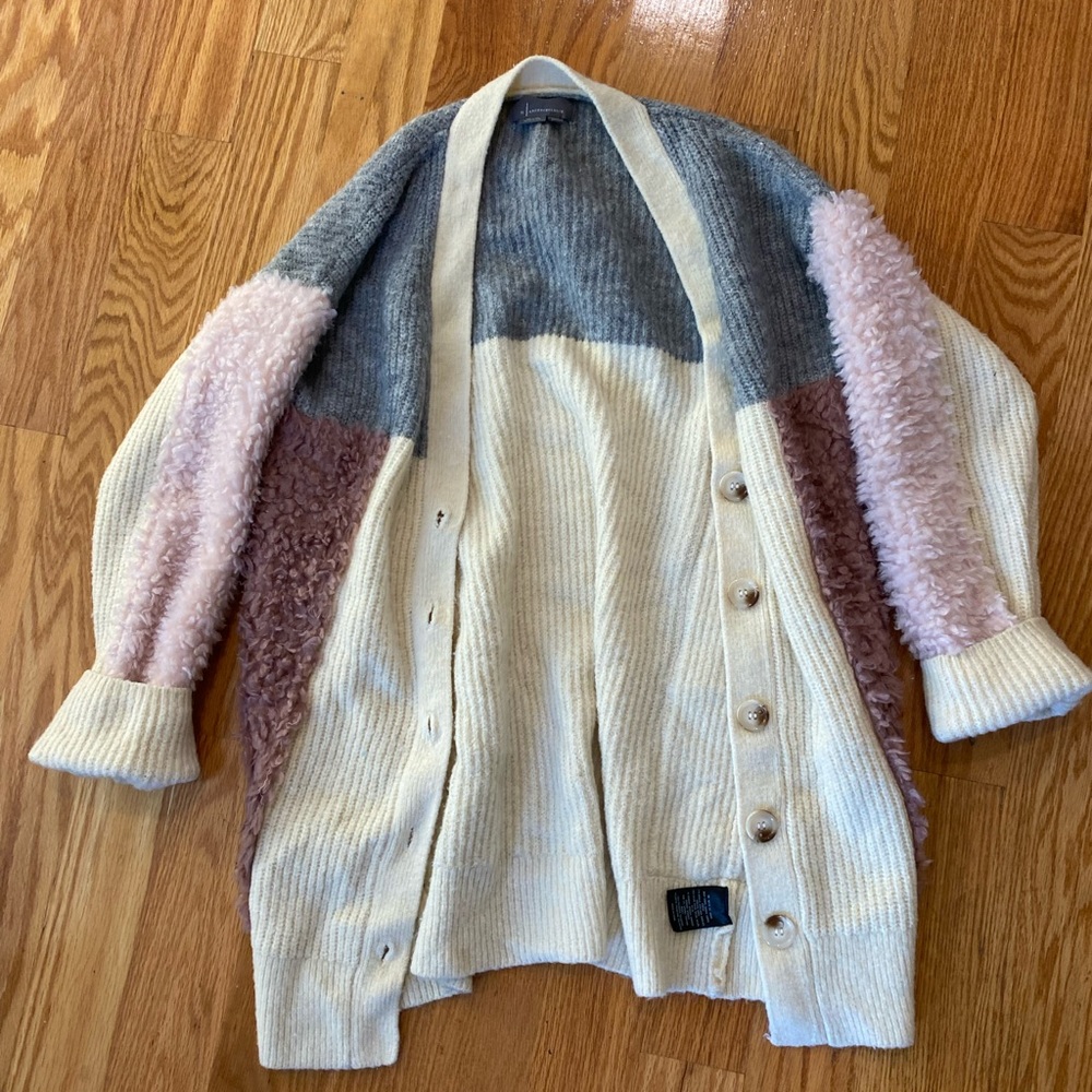 Anthropologie multi fabric cardigan size small